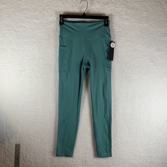Bally Leggings Women Medium Teal Polyester‎ Stretch Total Fitness High-Rise 6954 - Picture 1 of 10